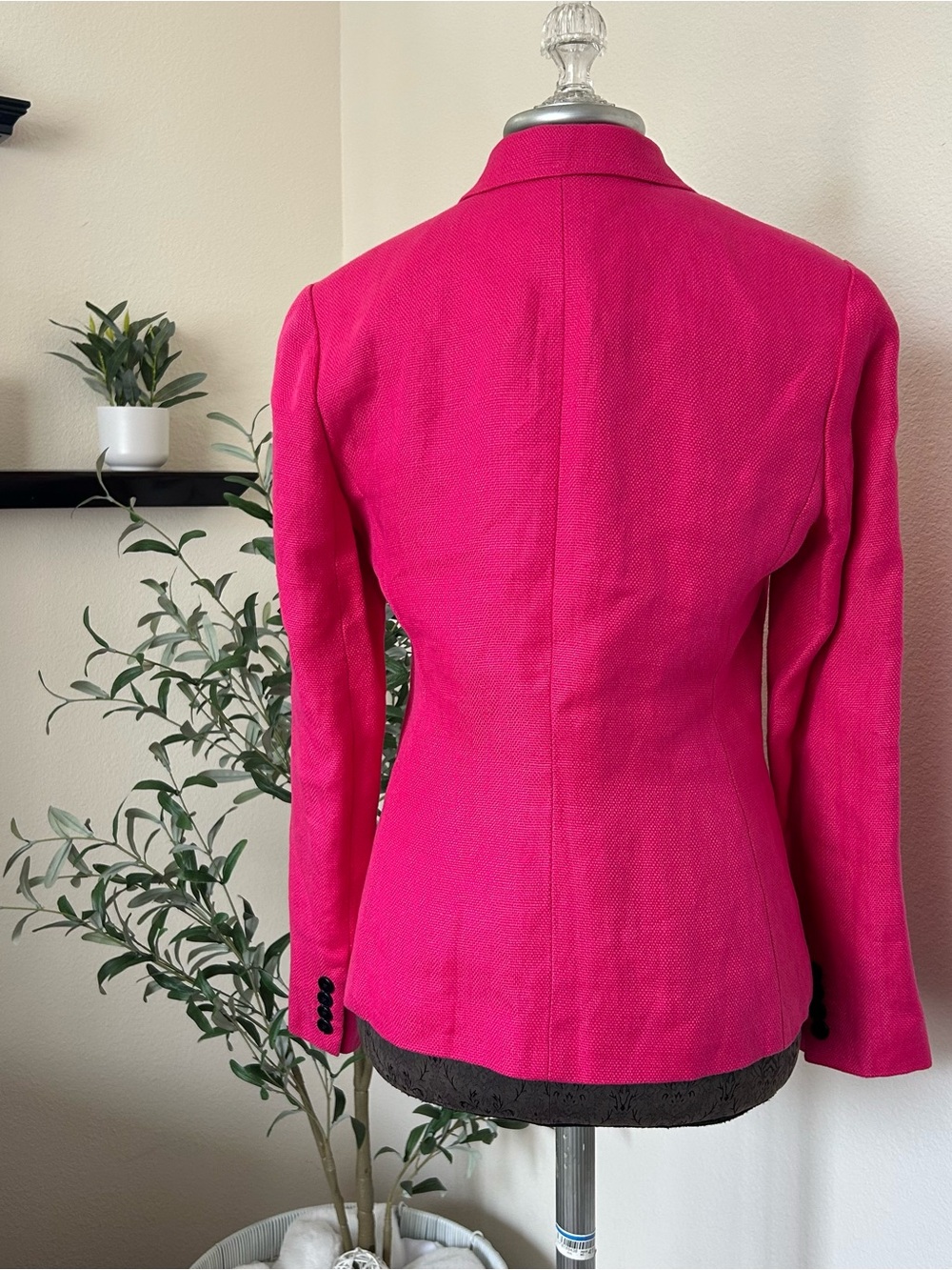 Lauren Ralph Lauren Women’s Hot Pink 100% LinenBlazer - Single-Button Sport Coat - Picture 2 of 7